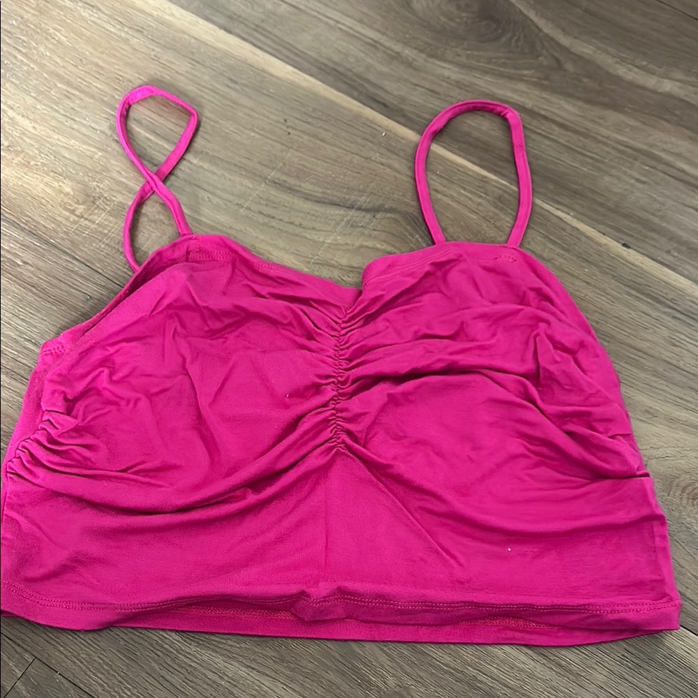 Pink Ruched Crop Top